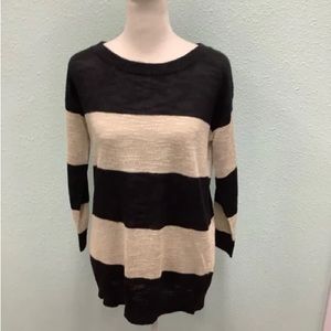 Banana Republic Black Tan Striped Wide Neck Sweater Size Small